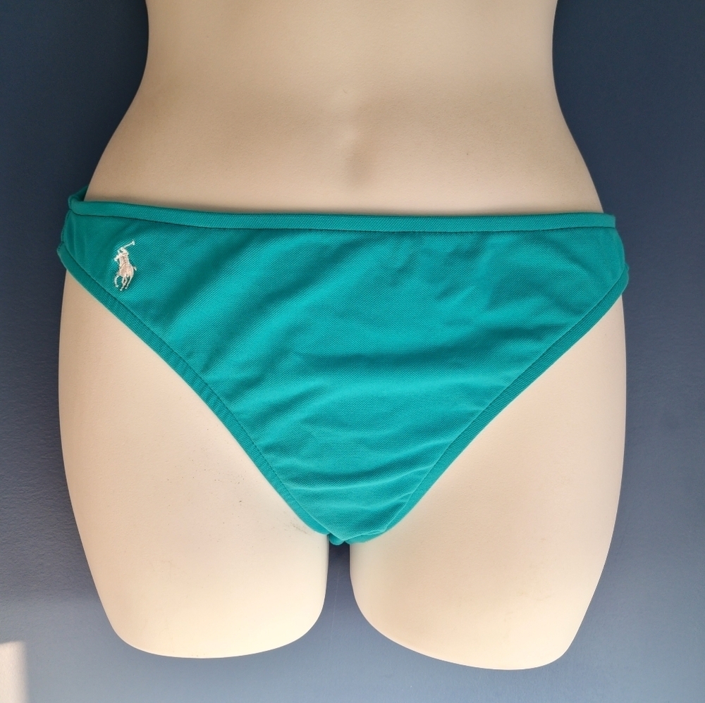 Ralph Lauren Women's Teal Bikini Bottom POLO Pony Player - NWT Size M